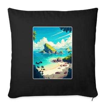 Bali Indonésie Voyage Affiche Souvenir Peinture WPA - Housse de coussin décorative 45 x 45 cm - noir - Devant