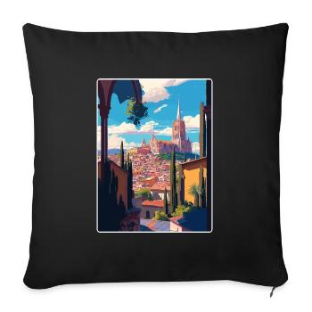 San Miguel Travel Poster Souvenir Postcard Paint - Sofa pillowcase 17,3'' x 17,3'' (45 x 45 cm) - black - Front