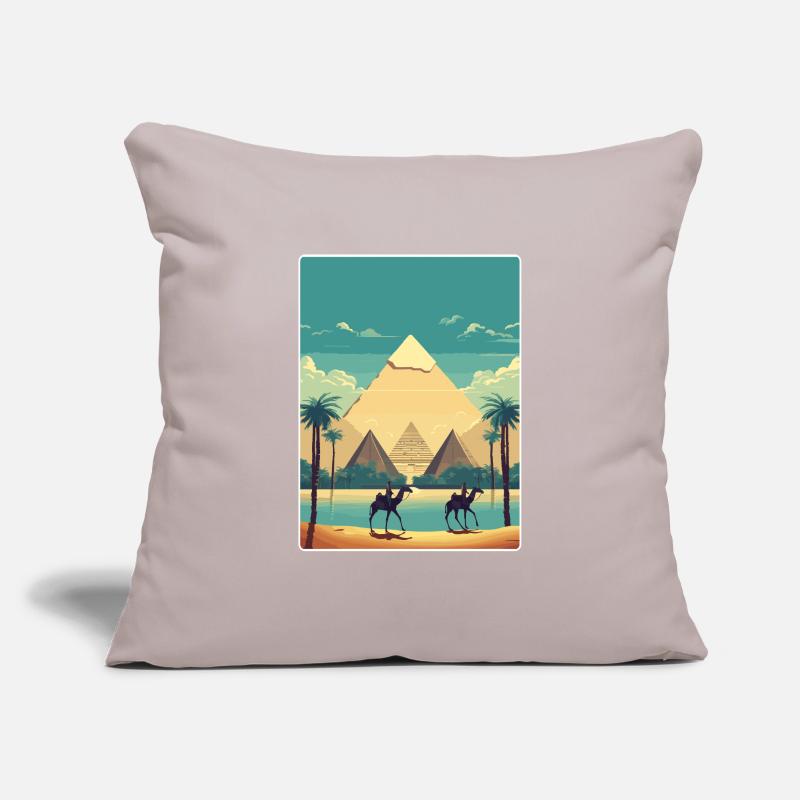 Le Caire, Égypte, Grandes Pyramides De Gizeh, Affiche De Voyage Housse de coussin décorative 45 x 45 cm