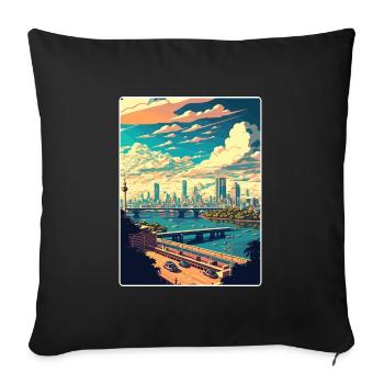 Bangkok Thaïlande Affiche de voyage thaïlandaise Souvenir WPA - Housse de coussin décorative 45 x 45 cm - noir - Devant