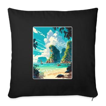 Phi Thailand Thai Travel Poster Souvenir Paint WPA - Sofa pillowcase 17,3'' x 17,3'' (45 x 45 cm) - black - Front