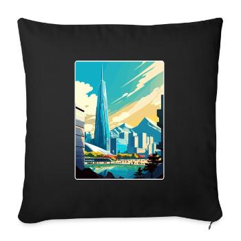 Séoul Corée du Sud Affiche de voyage Peinture Souvenir WPA - Housse de coussin décorative 45 x 45 cm - noir - Devant