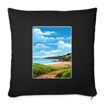 Cornouailles Aonb Voyage Affiche Peinture Souvenir WPA - Housse de coussin décorative 45 x 45 cm - noir - Devant