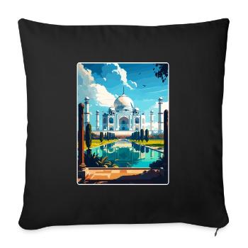Taj Mahal Agro India Affiche de voyage Souvenir WPA - Housse de coussin décorative 45 x 45 cm - noir - Devant