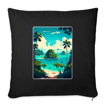 Bali Indonésie Voyage Affiche Souvenir Peinture WPA - Housse de coussin décorative 45 x 45 cm - noir - Devant