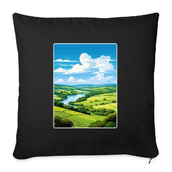 Wye Valley Aonb Travel Poster Souvenir Paint WPA - Sofa pillowcase 17,3'' x 17,3'' (45 x 45 cm) - black - Front