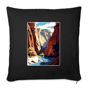 Zion National Park The Narrows Arizona Travel Card - Sofa pillowcase 17,3'' x 17,3'' (45 x 45 cm) - black - Front