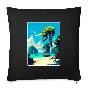 Phi Thailand Thai Travel Poster Souvenir Paint WPA - Sofa pillowcase 17,3'' x 17,3'' (45 x 45 cm) - black - Front
