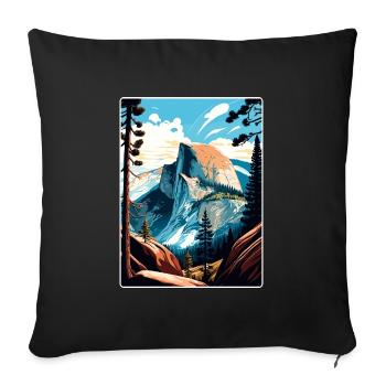 Yosemite Glacier Point Californie Affiche de voyage - Housse de coussin décorative 45 x 45 cm - noir - Devant