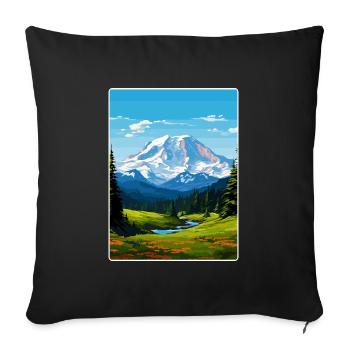 Mount Rainer New National Park Travel Poster WPA - Sofa pillowcase 17,3'' x 17,3'' (45 x 45 cm) - black - Front