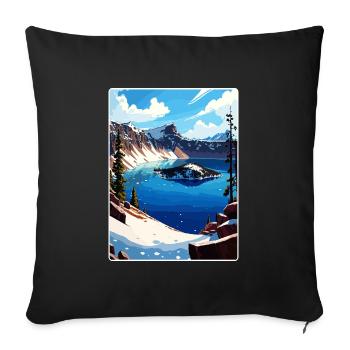 Crater Lake Snow National Park Travel Poster WPA - Sofa pillowcase 17,3'' x 17,3'' (45 x 45 cm) - black - Front