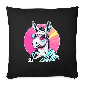 Pop Art Donkey with Sunglasses Pullover Hoodie - Sofa pillowcase 17,3'' x 17,3'' (45 x 45 cm) - black - Front