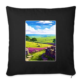 Carte d’affiche de voyage du parc national Northumberland - Housse de coussin décorative 45 x 45 cm - noir - Devant