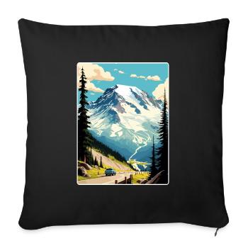 Mount Rainier Nationalpark Reiseposter Souvenir - Sofakissenbezug 45 x 45 cm - Schwarz - Vorne