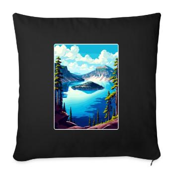 Crater Lake National Park Travel Poster Souvenir - Sofa pillowcase 17,3'' x 17,3'' (45 x 45 cm) - black - Front