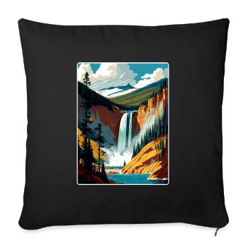 Affiche de voyage souvenir du parc national de Yellowstone - Housse de coussin décorative 45 x 45 cm - noir - Devant