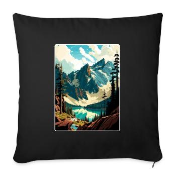 North Cascades National Park Travel Poster Card - Sofa pillowcase 17,3'' x 17,3'' (45 x 45 cm) - black - Front