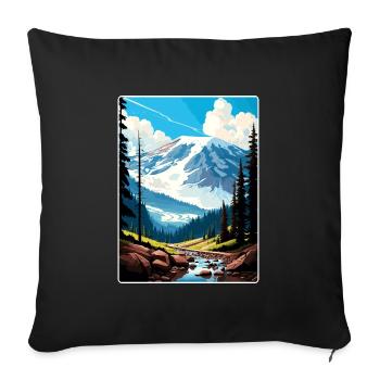 Mount Rainier Nationalpark Reiseposter Souvenir - Sofakissenbezug 45 x 45 cm - Schwarz - Vorne
