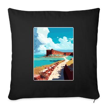 Affiche de voyage souvenir du parc national de Tortugas sèche - Housse de coussin décorative 45 x 45 cm - noir - Devant