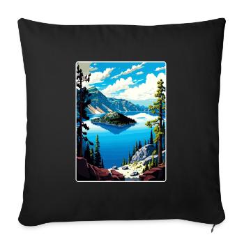 Crater Lake National Park Travel Poster Souvenir - Sofa pillowcase 17,3'' x 17,3'' (45 x 45 cm) - black - Front