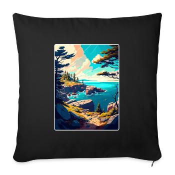 Acadia National Park Travel Poster Souvenir WPA - Sofa pillowcase 17,3'' x 17,3'' (45 x 45 cm) - black - Front