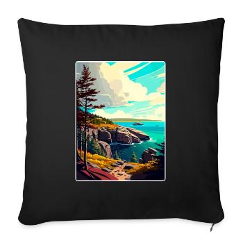 Acadia National Park Travel Poster Souvenir WPA - Sofa pillowcase 17,3'' x 17,3'' (45 x 45 cm) - black - Front