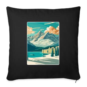 St Moritz Ski Resort Mountain Travel Poster - Sofa pillowcase 17,3'' x 17,3'' (45 x 45 cm) - black - Front