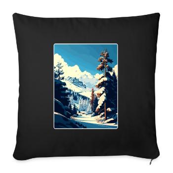 Courchevel Ski Skiing Travel Poster Souvenir WPA - Sofa pillowcase 17,3'' x 17,3'' (45 x 45 cm) - black - Front
