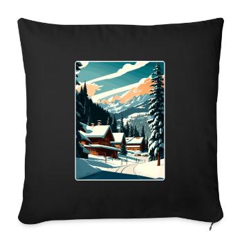 Gstaad Ski Skiing Swiss Travel Poster Souvenir WPA - Sofa pillowcase 17,3'' x 17,3'' (45 x 45 cm) - black - Front