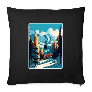 Les Arcs Ski Skiing Vintage Travel Poster Souvenir - Sofa pillowcase 17,3'' x 17,3'' (45 x 45 cm) - black - Front