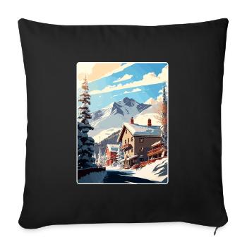Telluride Ski Ski Voyage Poster Souvenir WPA - Housse de coussin décorative 45 x 45 cm - noir - Devant