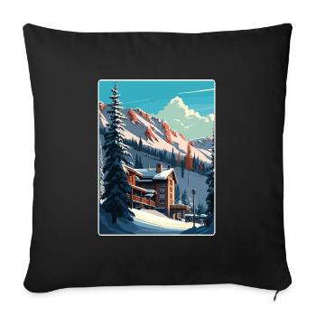 Snowbird Ski Skiing Vintage Travel Poster Souvenir - Sofa pillowcase 17,3'' x 17,3'' (45 x 45 cm) - black - Front
