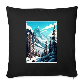 Chamonix Ski Skiing Vintage Travel Poster Souvenir - Sofa pillowcase 17,3'' x 17,3'' (45 x 45 cm) - black - Front