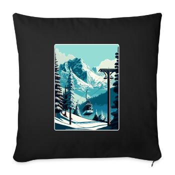 Verbier Ski Skifahren Reise Poster Souvenir Farbe WP - Sofakissenbezug 45 x 45 cm - Schwarz - Vorne