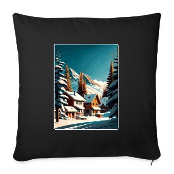 Val Thorens Ski Travel Poster Souvenir Paint WPA - Sofa pillowcase 17,3'' x 17,3'' (45 x 45 cm) - black - Front