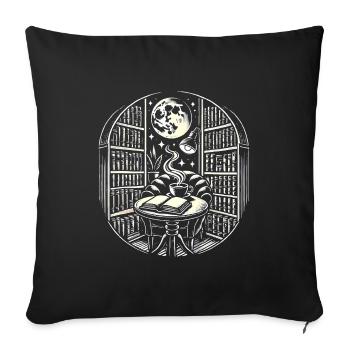 Midnight Coffee Books Tattoo Art - Sofa pillowcase 17,3'' x 17,3'' (45 x 45 cm) - black - Front