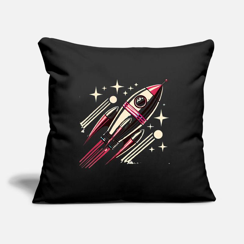 Rétro SpaceAge Rocket Vector Design Housse de coussin décorative 45 x 45 cm