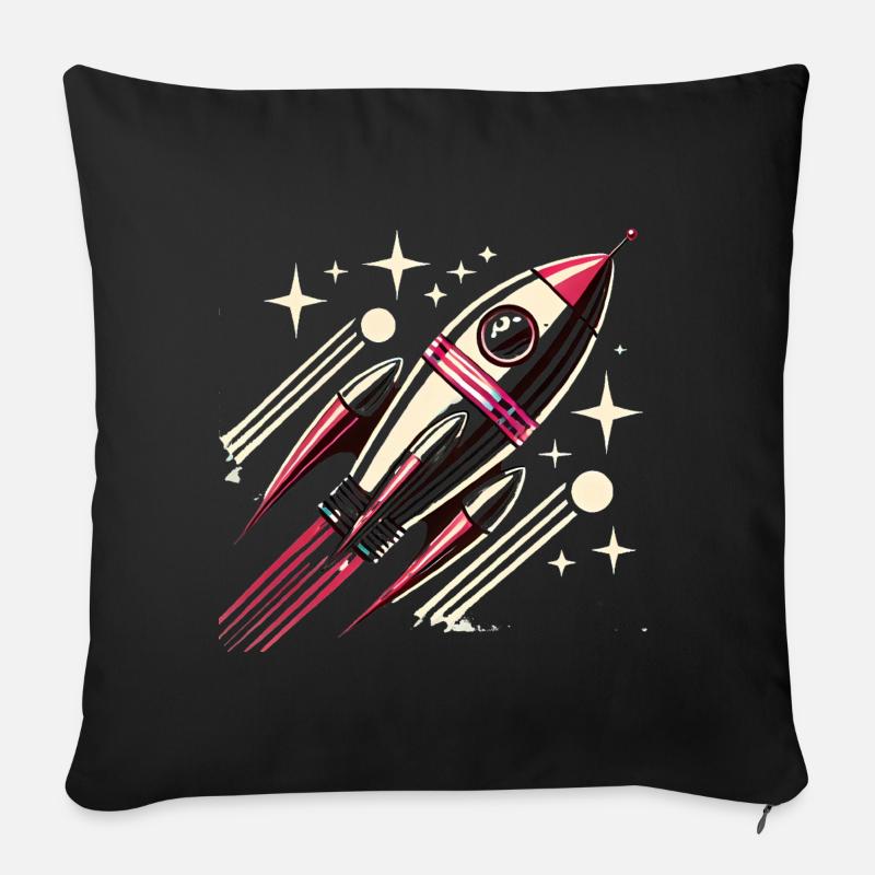 Retro SpaceAge Rakete Vektor Design - Sofakissenbezug 45 x 45 cm - Schwarz