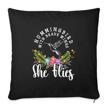 Oiseaux Vol Magie Vie - Housse de coussin décorative 45 x 45 cm - noir - Devant