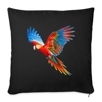Experience the Tropical Colors - T-Shirt with Parrot - Sofa pillowcase 17,3'' x 17,3'' (45 x 45 cm) - black - Front