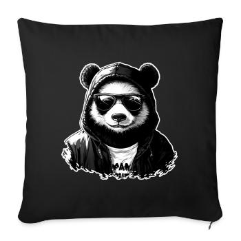 Lunettes de soleil panda sweat à capuche - Housse de coussin décorative 45 x 45 cm - noir - Devant