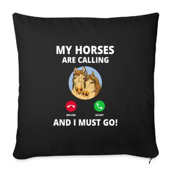 Mes chevaux appellent appeler drôles de chevaux Dictons - Housse de coussin décorative 45 x 45 cm - noir - Devant