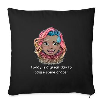 Aujourd’hui est un grand jour pour causer un peu de chaos ! - Housse de coussin décorative 45 x 45 cm - noir - Devant