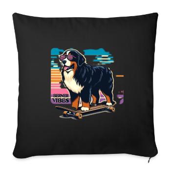 Bernese mountain dog - Sofa pillowcase 17,3'' x 17,3'' (45 x 45 cm) - black - Front