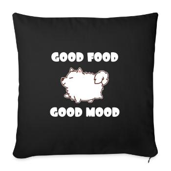 Fat Samoyed Dog Food Four-Tailed - Sofa pillowcase 17,3'' x 17,3'' (45 x 45 cm) - black - Front