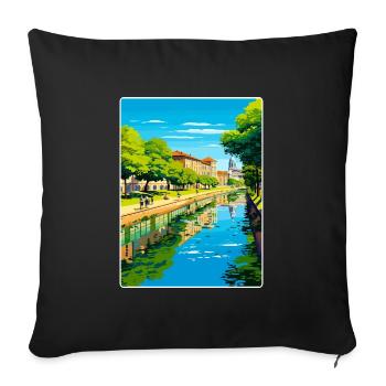 Padua Palermo Town Italy Travel Poster Souvenir - Sofa pillowcase 17,3'' x 17,3'' (45 x 45 cm) - black - Front