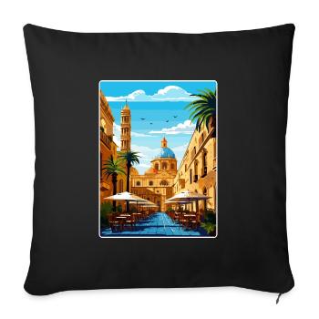 Palermo Sicily Town Italy Travel Poster Souvenir - Sofa pillowcase 17,3'' x 17,3'' (45 x 45 cm) - black - Front