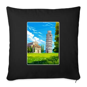 Pisa Italy Travel Poster Souvenir Postcard Paint - Sofa pillowcase 17,3'' x 17,3'' (45 x 45 cm) - black - Front
