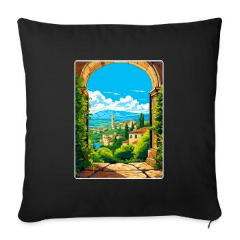 Pérouse Italie Affiche de voyage Peinture souvenir WPA - Housse de coussin décorative 45 x 45 cm - noir - Devant
