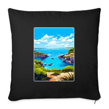 Sardaigne Italie Affiche de voyage Peinture souvenir WPA - Housse de coussin décorative 45 x 45 cm - noir - Devant